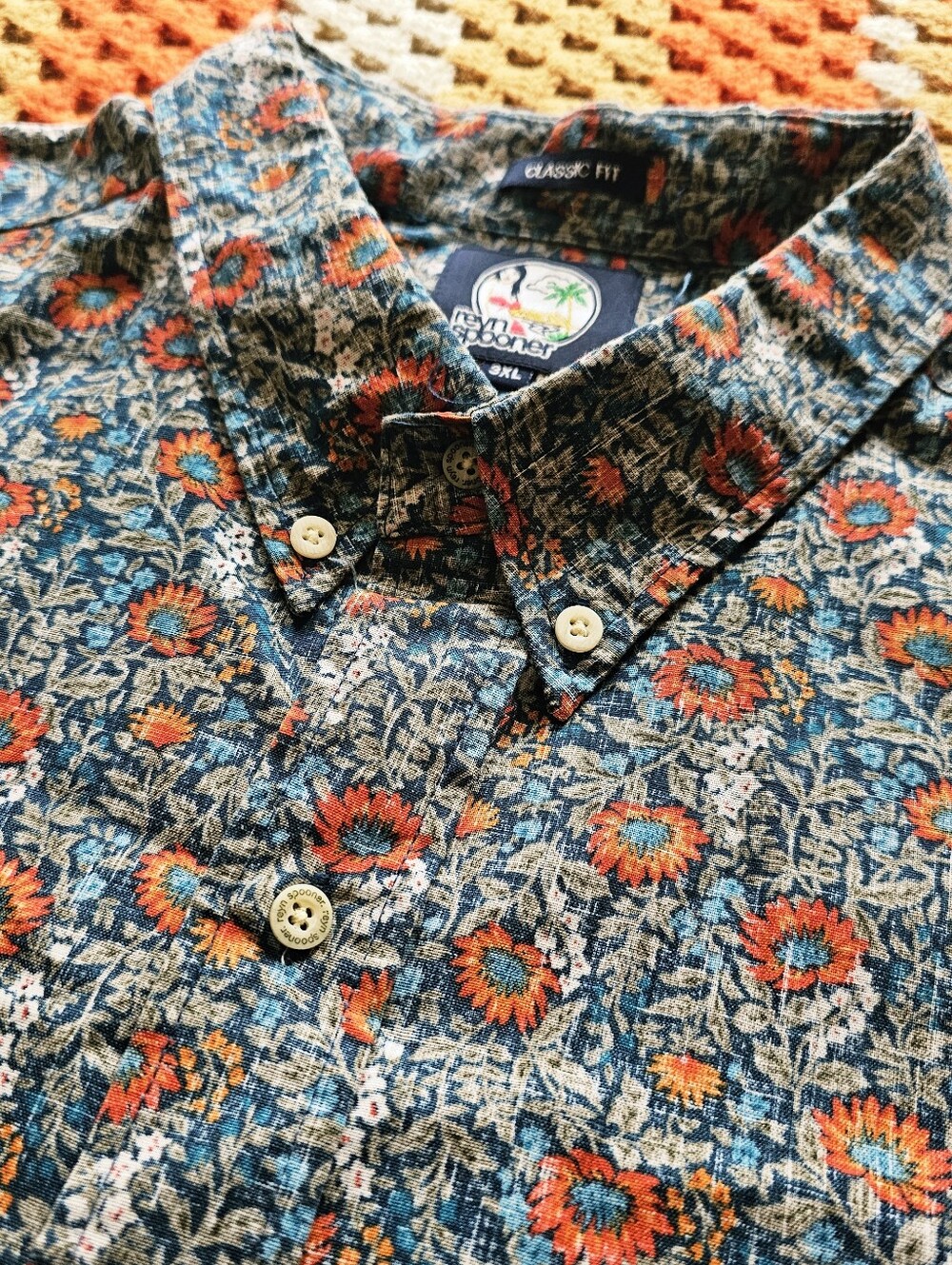 90s Mens Reyn Spooner Floral Hawaiian Shirt 3XL Made in Korea Classic Fit Aloha